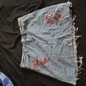 Floral jean skirt